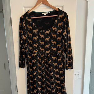 Boden Oh Deer Black & Copper Women’s Dress 12L